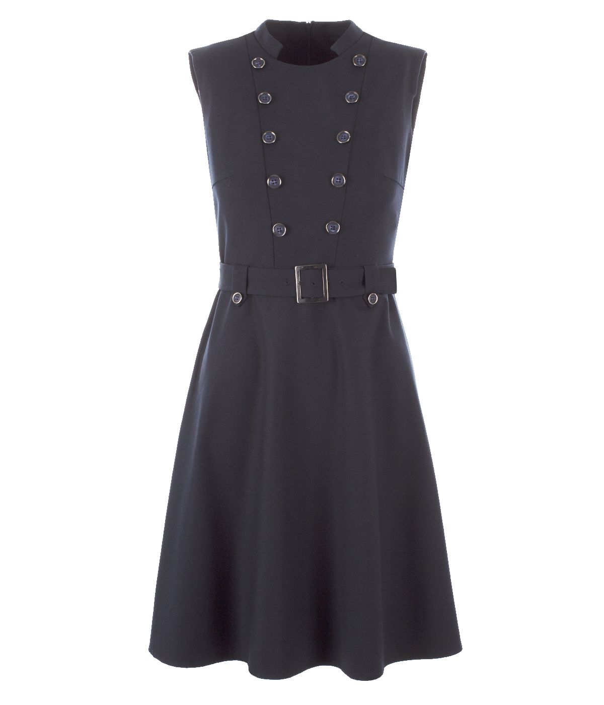 DRESSSleeveless skater dress with double-breasted fastening  and integrated textile belt 0